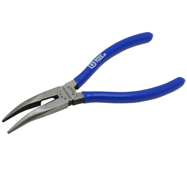 Gray Tools Needle Nose Pliers, 45° Curve With Cutter, 6-1/4" Long, 2" Jaw B238B